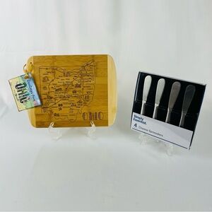 NWT Totally Bamboo "A Slice of Life" Ohio State Cutting Charcuterie Board Bundle